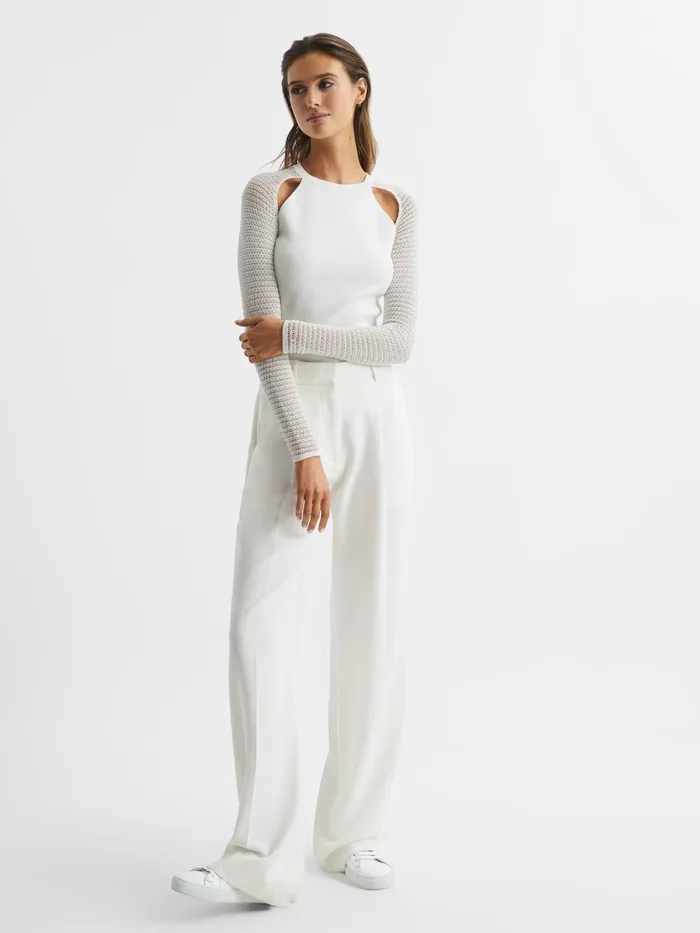 Reiss Knitwear Maria Sheer Twist Front Jumper Ivory 8211 Women