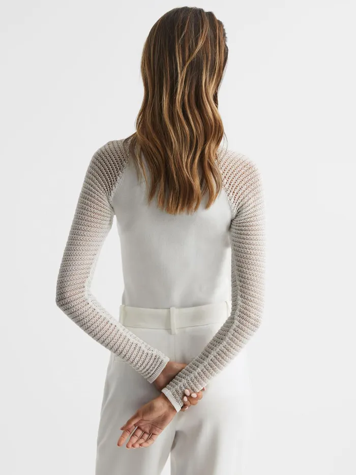 Reiss Knitwear Maria Sheer Twist Front Jumper Ivory 8211 Women