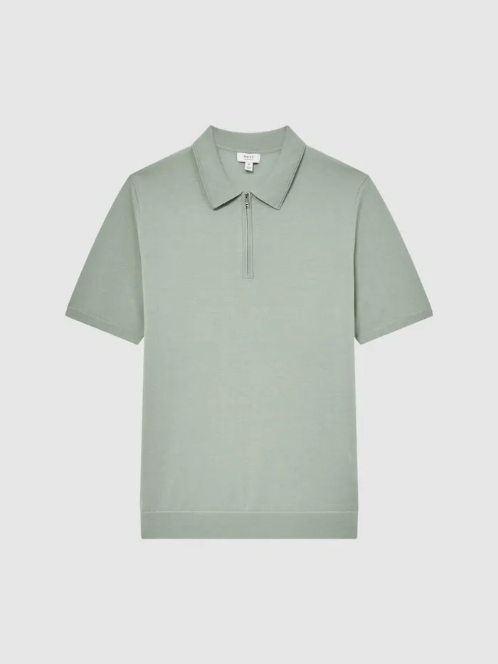Reiss Knitwear Maxwell Merino Zip Neck Polo Apple 8211 Men