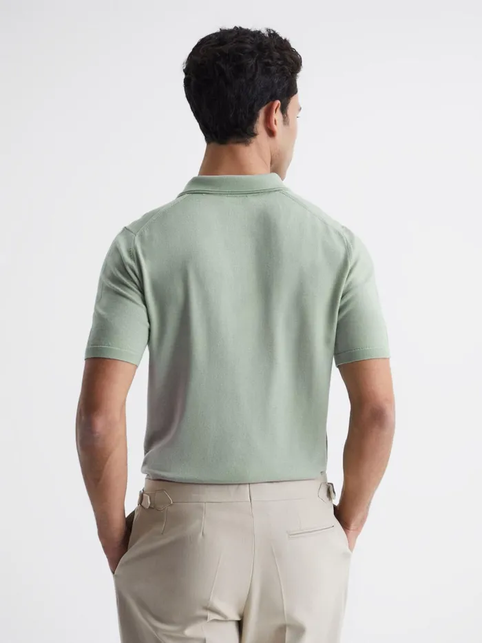Reiss Knitwear Maxwell Merino Zip Neck Polo Apple 8211 Men