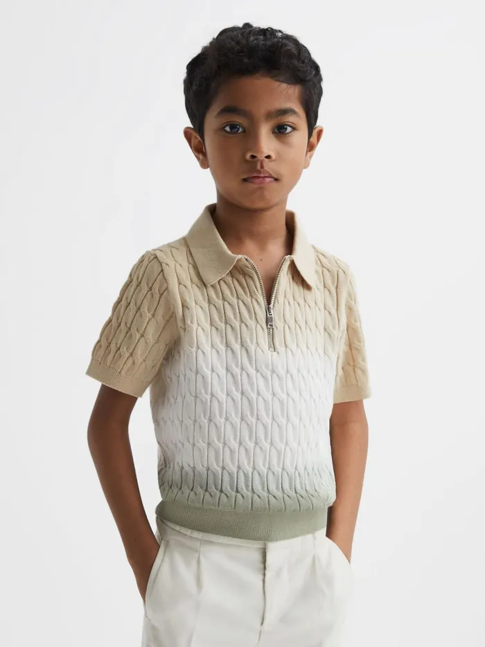 Reiss Knitwear Micah Polo Shirt Sage 8211 Children