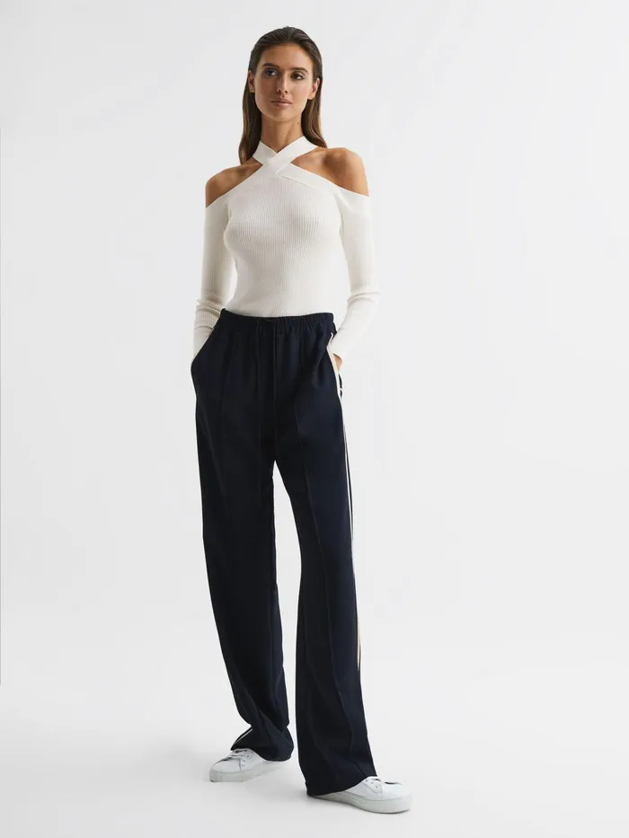Reiss Knitwear Pamilla Ribbed Halter Neck Top Cream 8211 Women