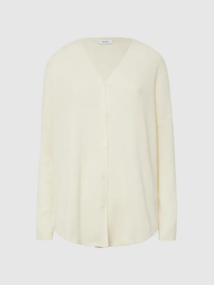 Reiss Knitwear Penny Linen Wool Cardigan Cream 8211 Women
