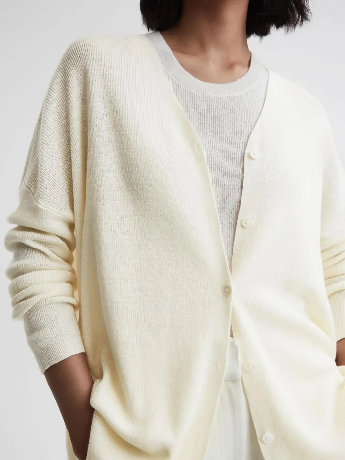 Reiss Knitwear Penny Linen Wool Cardigan Cream 8211 Women