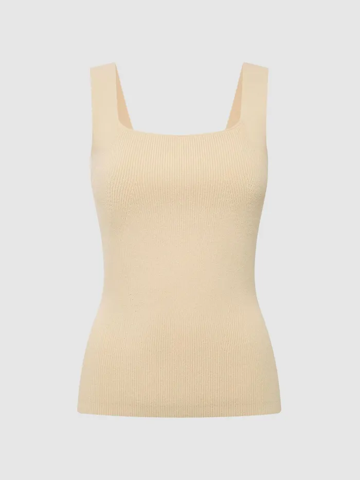Reiss Knitwear Tamara Square Neck Ribbed Vest Lemon 8211 Women