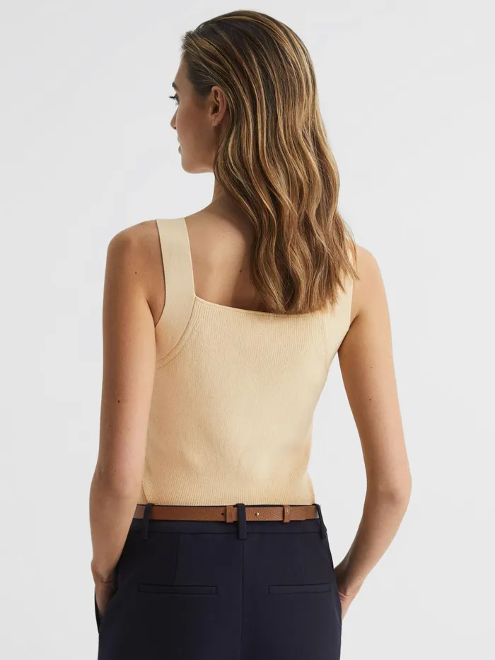Reiss Knitwear Tamara Square Neck Ribbed Vest Lemon 8211 Women