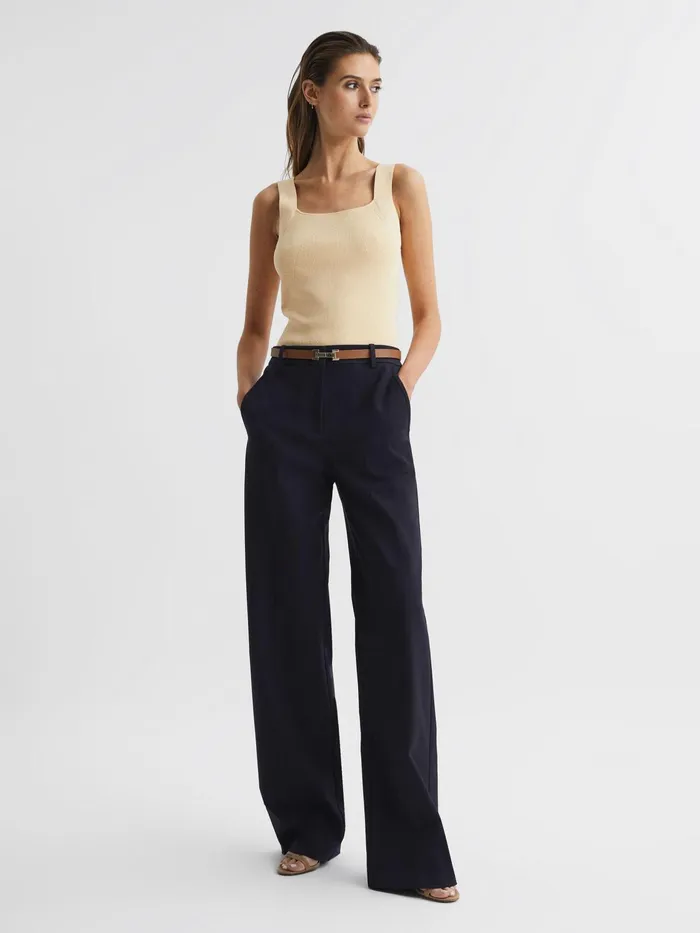 Reiss Knitwear Tamara Square Neck Ribbed Vest Lemon 8211 Women