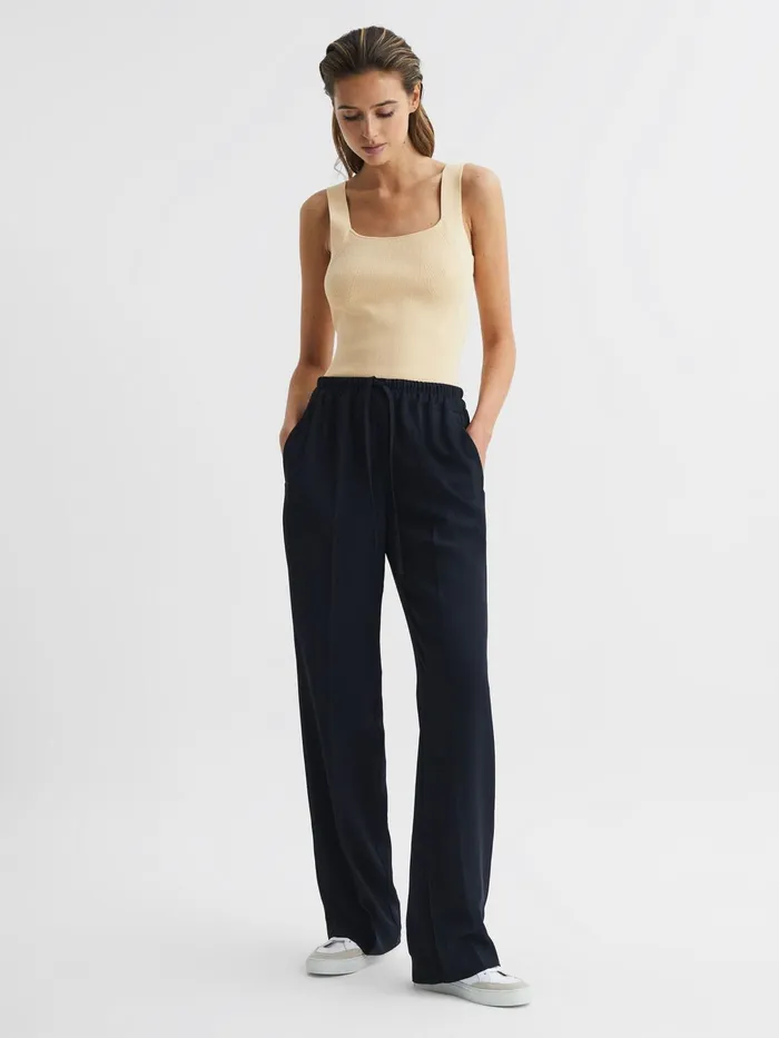 Reiss Knitwear Tamara Square Neck Ribbed Vest Lemon 8211 Women