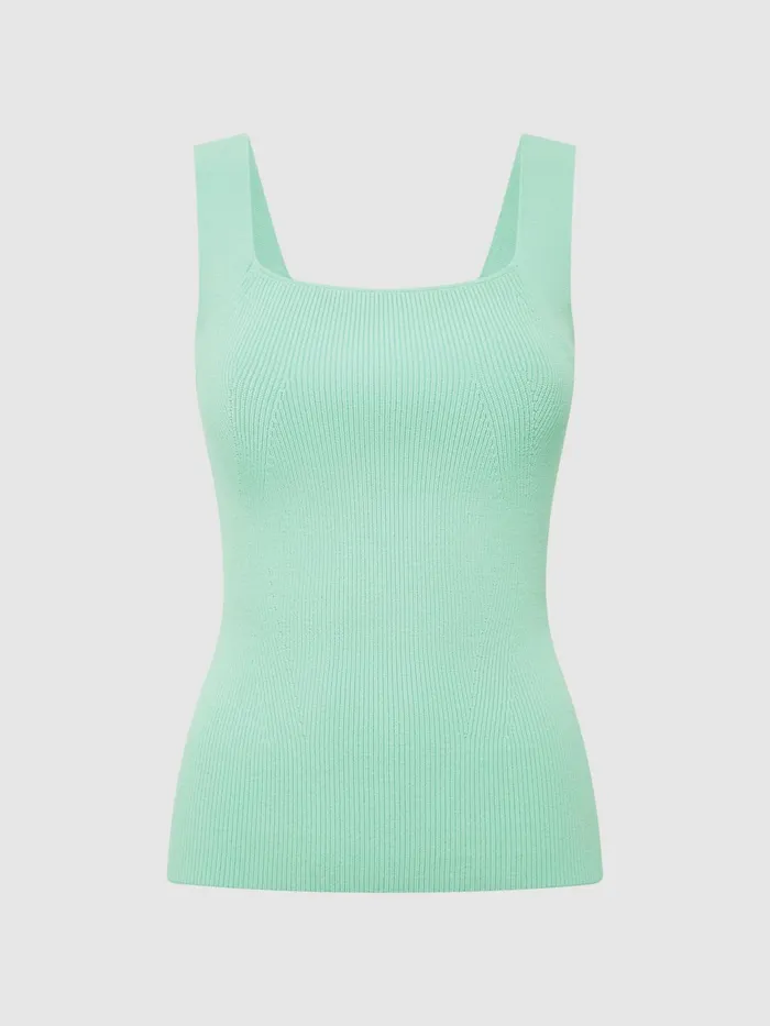 Reiss Knitwear Tamara Square Neck Ribbed Vest Mint 8211 Women
