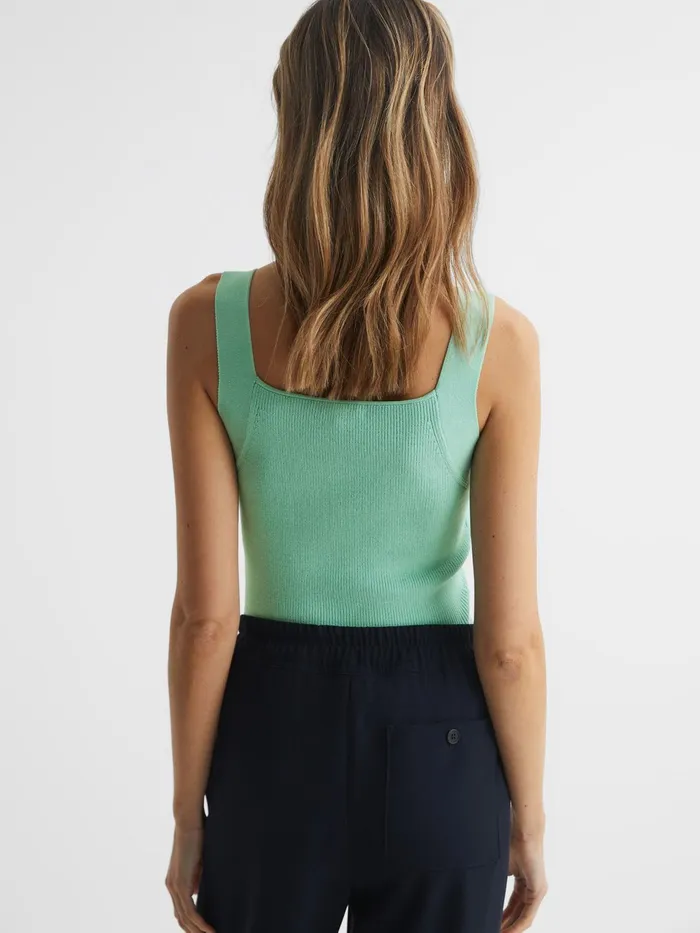 Reiss Knitwear Tamara Square Neck Ribbed Vest Mint 8211 Women