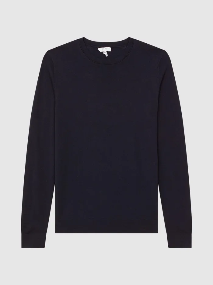 Reiss Knitwear Wessex Merino Wool Jumper Navy 8211 Men