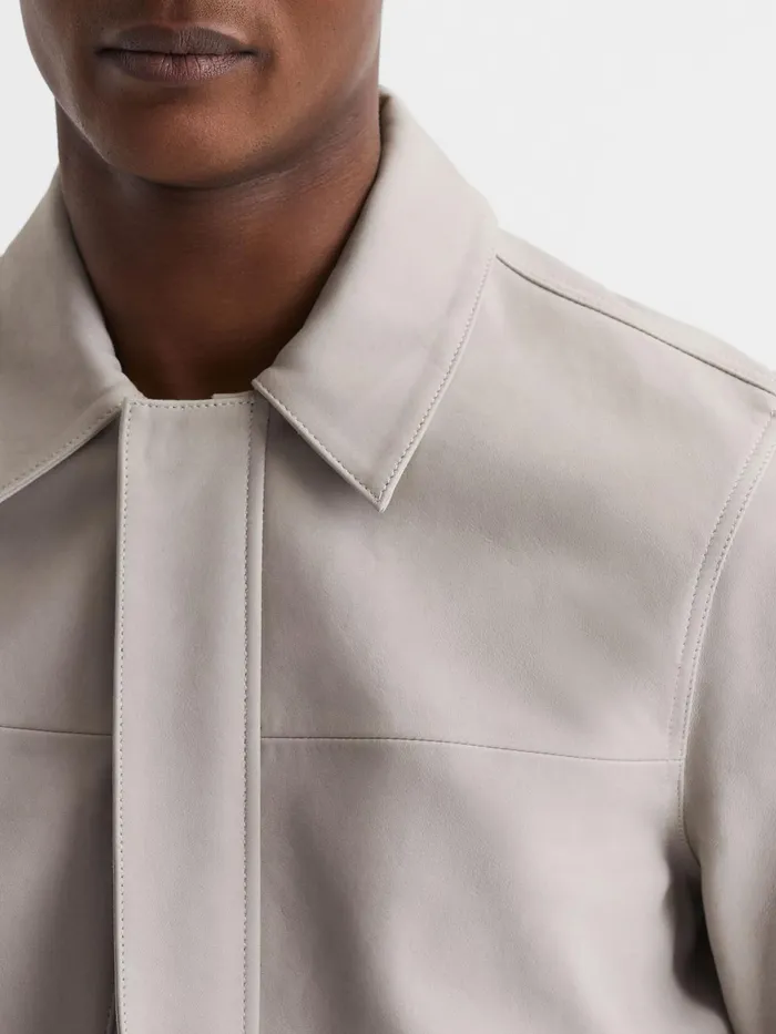 Reiss Leather Jackets Arroyo Paige Leather Jacket Oyster 8211 Men