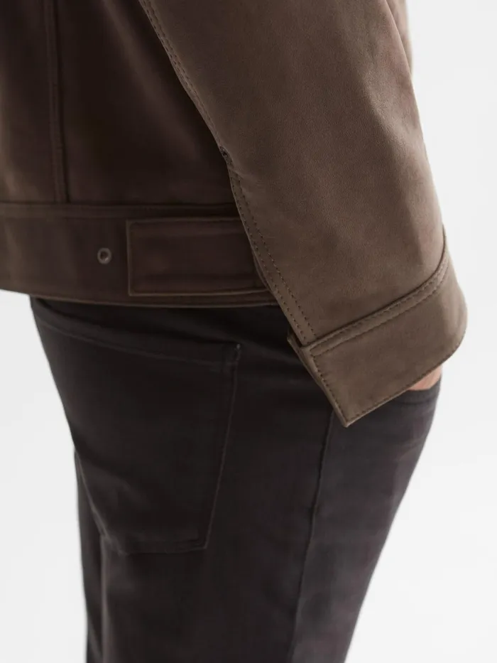 Reiss Leather Jackets Pedro Paige Suede Long Sleeve Twin Pocket Jacket Espresso Bean 8211 Men