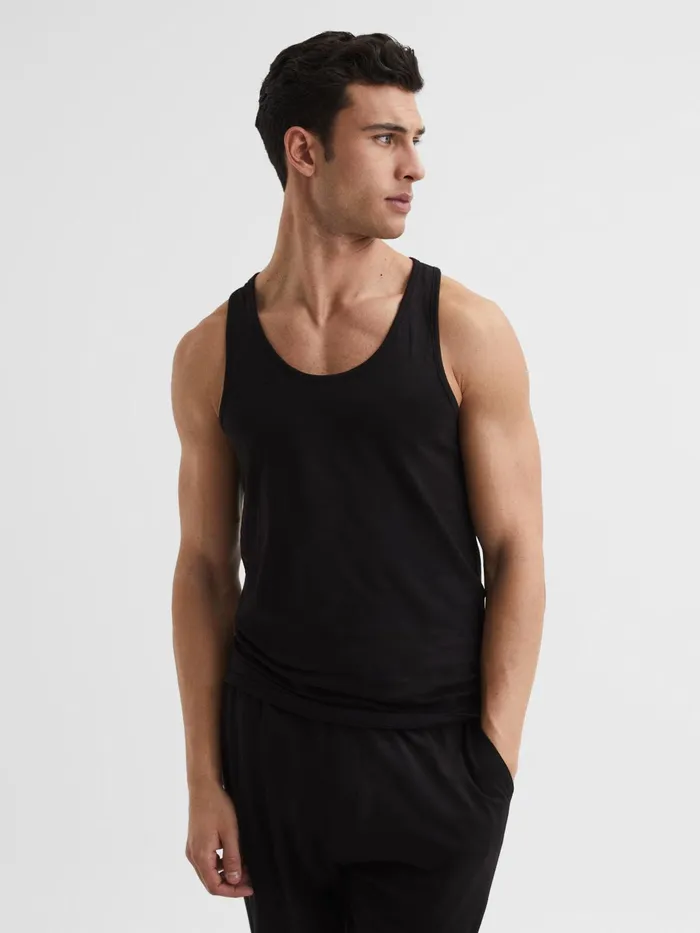 Reiss Loungewear and Nightwear Vinnie Cotton Stretch Vest Black 8211 Men
