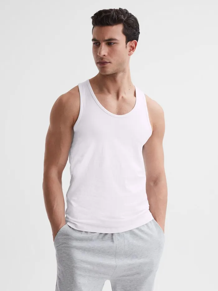 Reiss Loungewear and Nightwear Vinnie Cotton Stretch Vest White 8211 Men