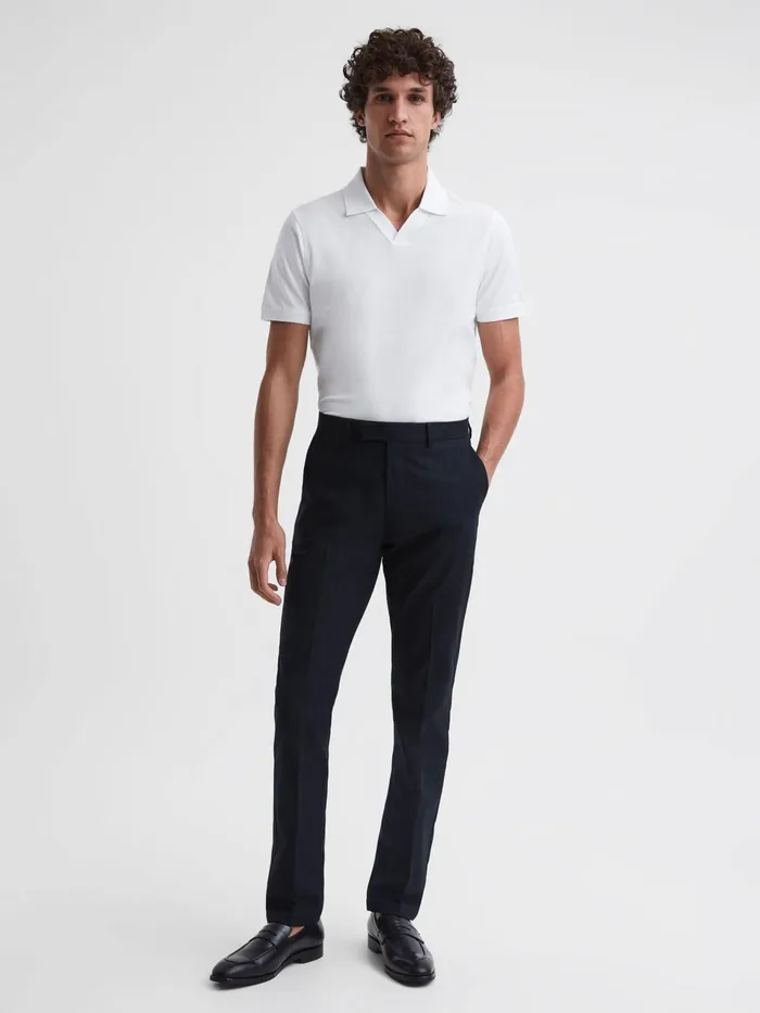 Reiss Polo Shirts Leeds Slim Fit Mercerised Cotton TShirt Blue Night 8211 Men