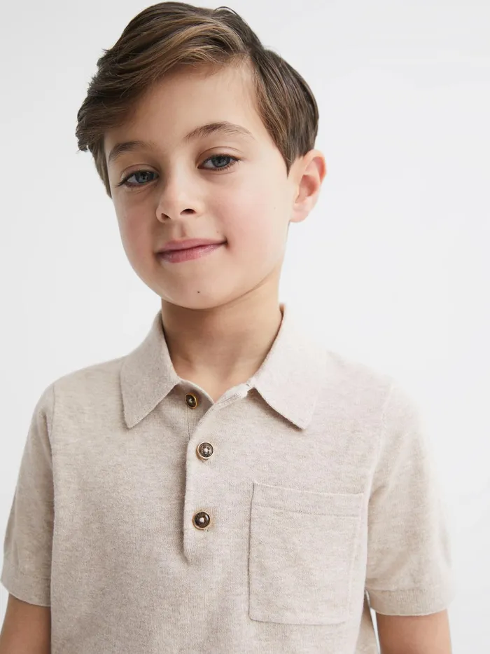 Reiss Polo Shirts Ralphy Buttoned Linen Polo Oatmeal 8211 Children