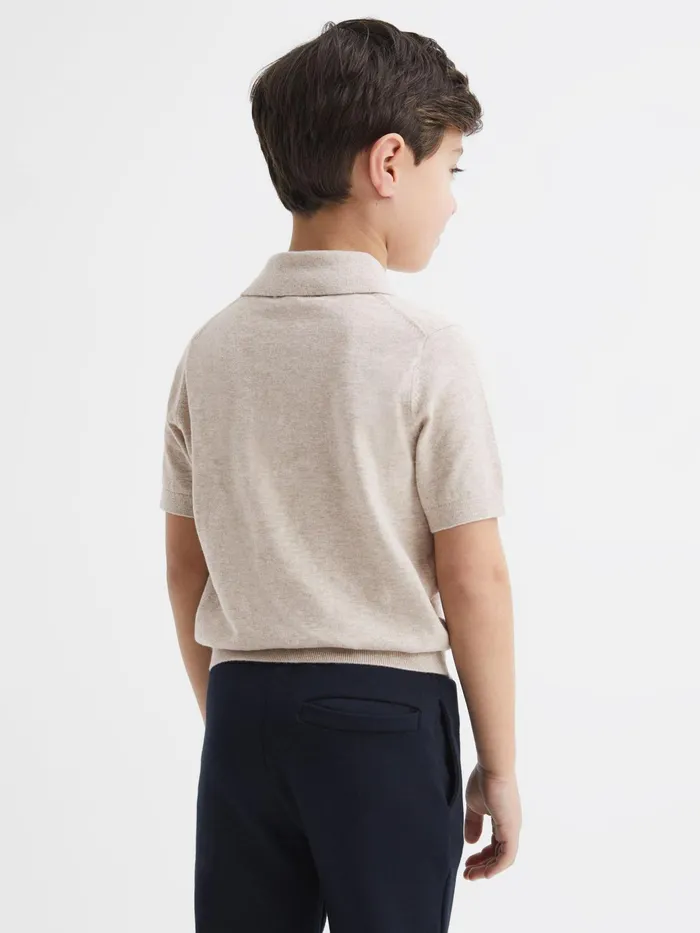 Reiss Polo Shirts Ralphy Buttoned Linen Polo Oatmeal 8211 Children