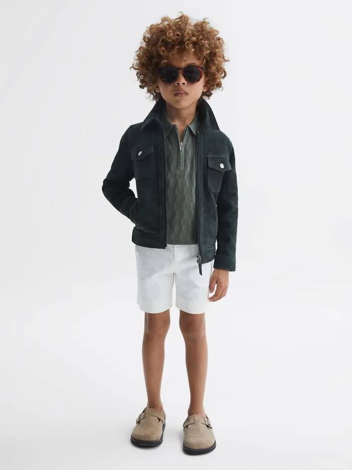 Reiss Polo Shirts Ubud HalfZip Textured Polo TShirt Green 8211 Children