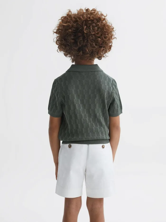 Reiss Polo Shirts Ubud HalfZip Textured Polo TShirt Green 8211 Children