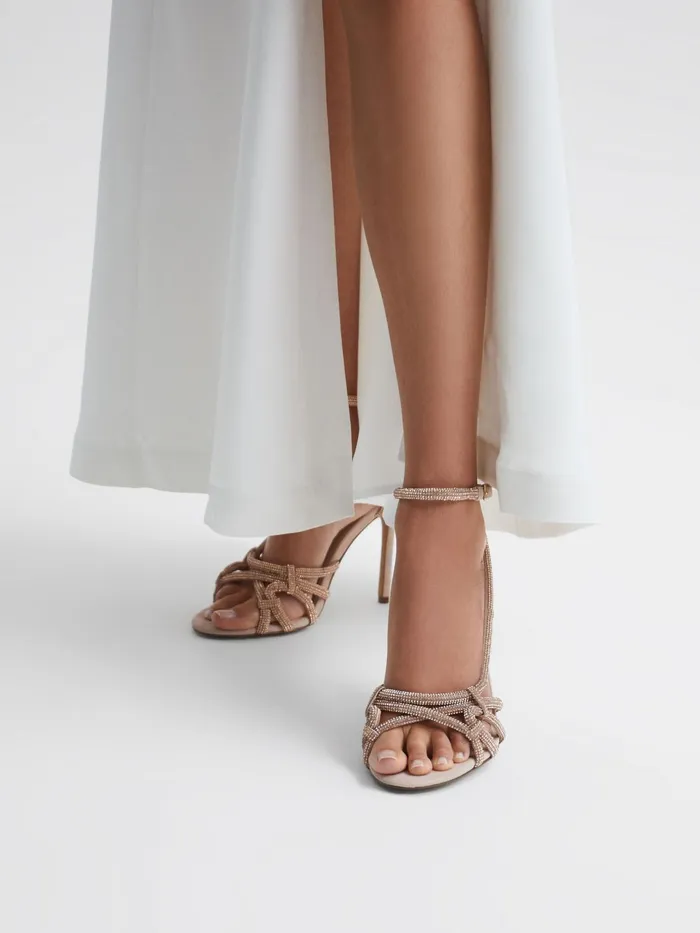 Reiss Sandals Eryn Embellished Heeled Sandals Nude 8211 Women
