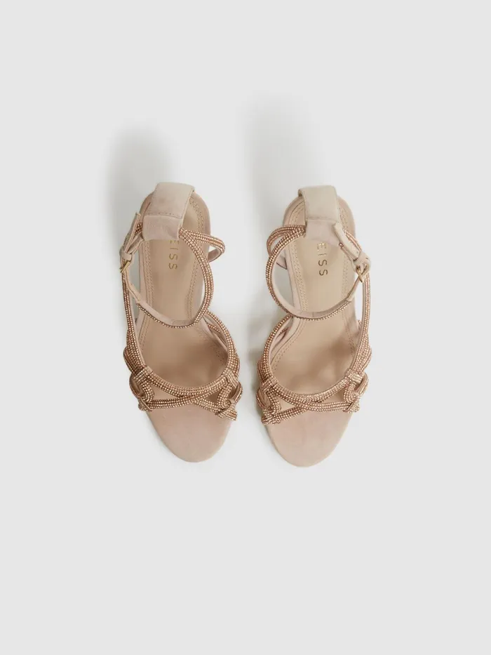 Reiss Sandals Eryn Embellished Heeled Sandals Nude 8211 Women