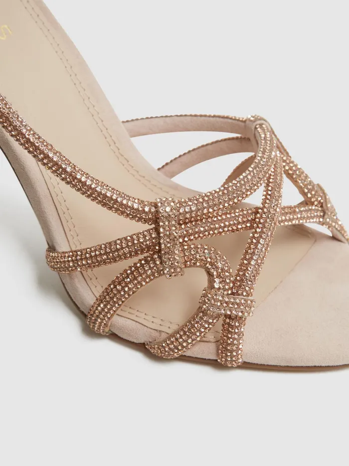 Reiss Sandals Eryn Embellished Heeled Sandals Nude 8211 Women