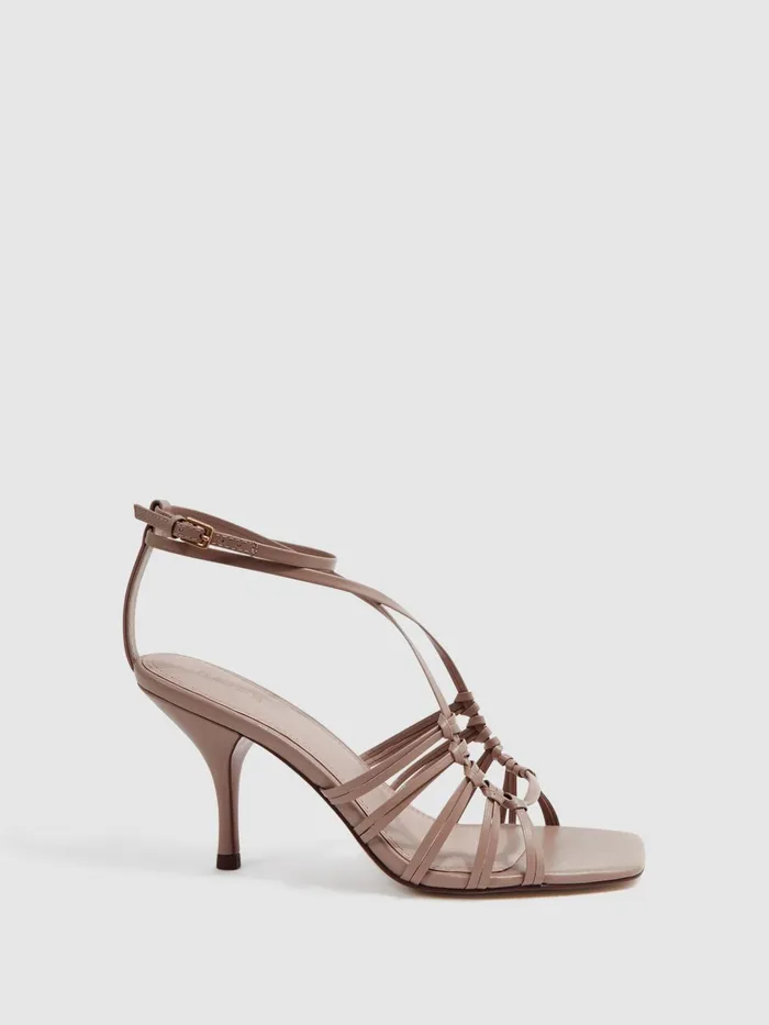 Reiss Sandals Eva Leather Strappy Heels Taupe 8211 Women