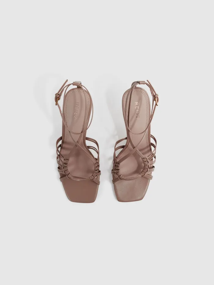 Reiss Sandals Eva Leather Strappy Heels Taupe 8211 Women