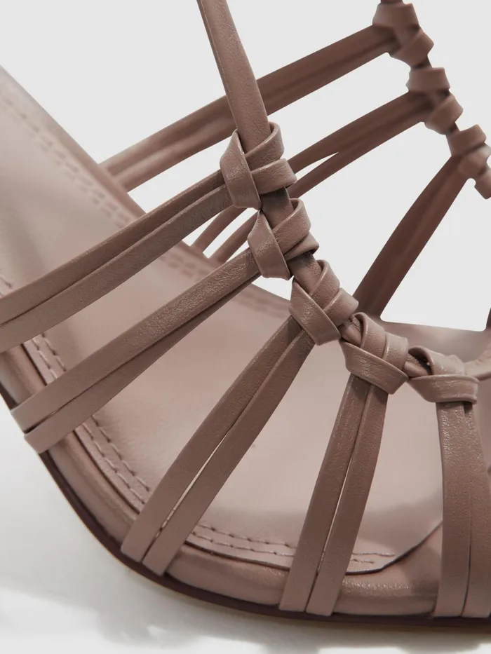 Reiss Sandals Eva Leather Strappy Heels Taupe 8211 Women