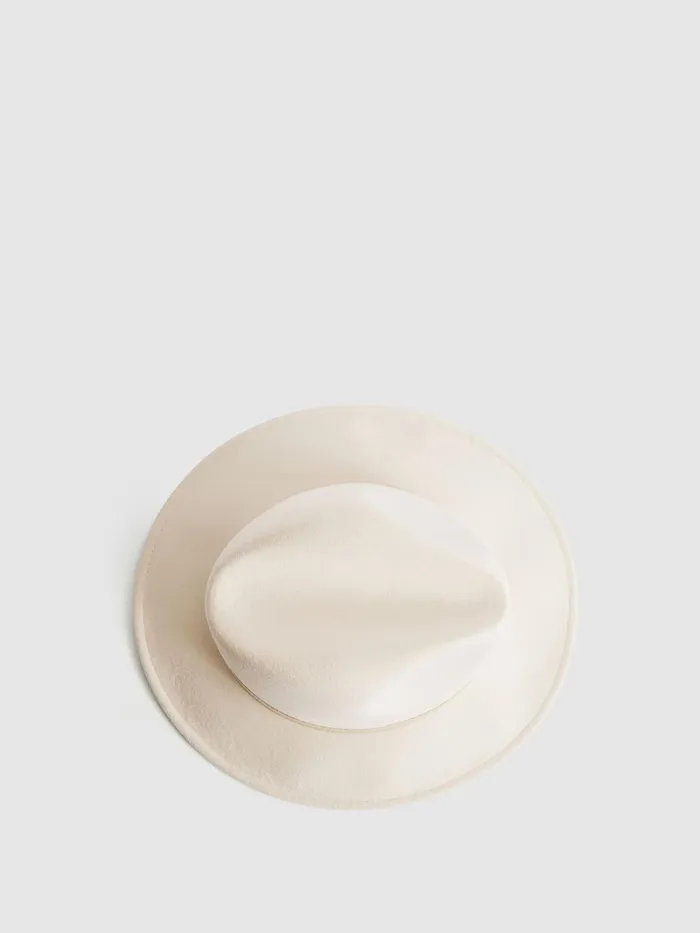 Reiss Scarves Hats and Gloves Ashbourne Wool Fedora Hat Ivory 8211 Women