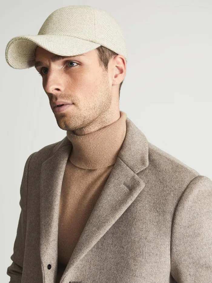 Reiss Scarves Hats and Gloves Ashby Wool Blend Baseball Cap Oatmeal 8211 Men