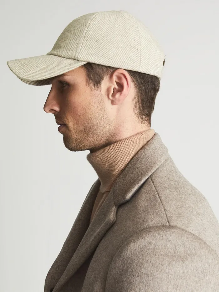 Reiss Scarves Hats and Gloves Ashby Wool Blend Baseball Cap Oatmeal 8211 Men
