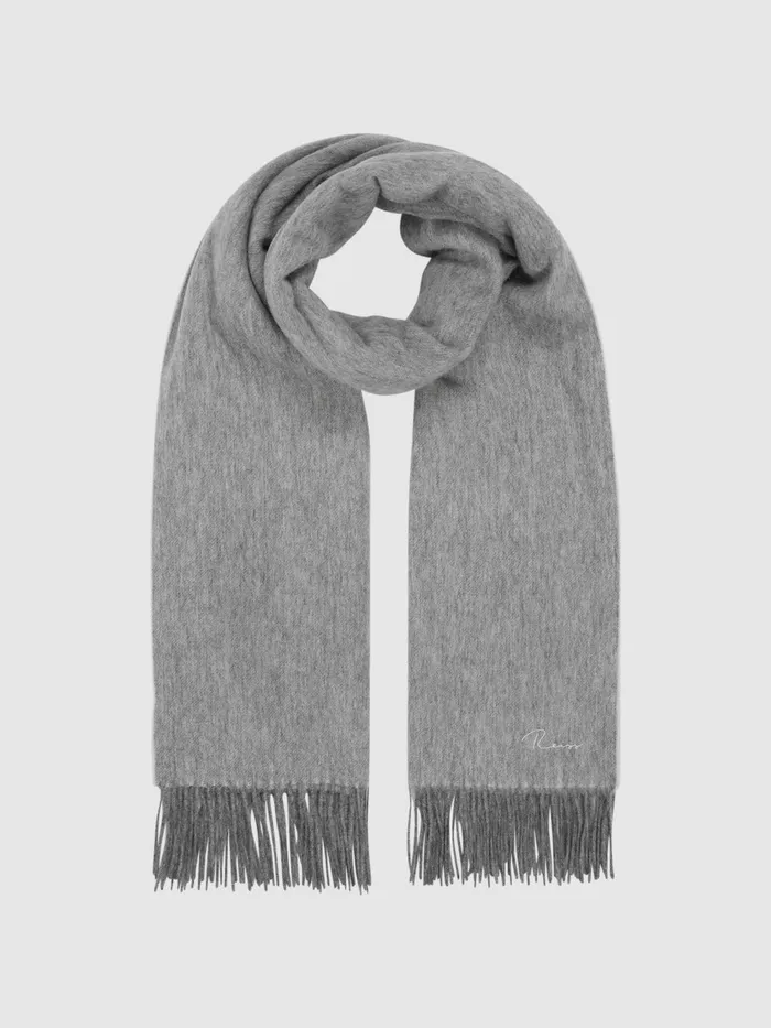 Reiss Scarves Hats and Gloves Picton Cashmere Blend Scarf Soft Grey 8211 Women