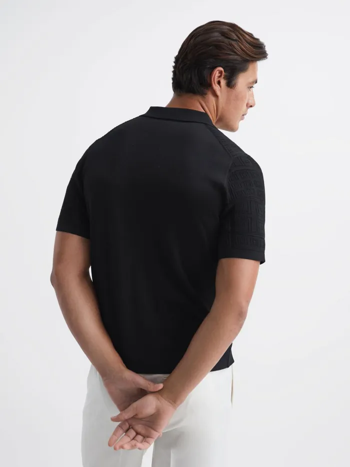 Reiss Shirts Amersham Textured Button Through Shirt Black 8211 Men