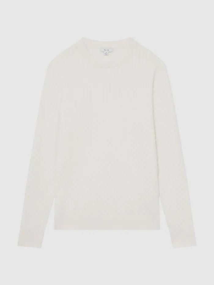 Reiss Shirts Arran Crew Neck Cable Knit Jumper Dark Forest Green 8211 Men