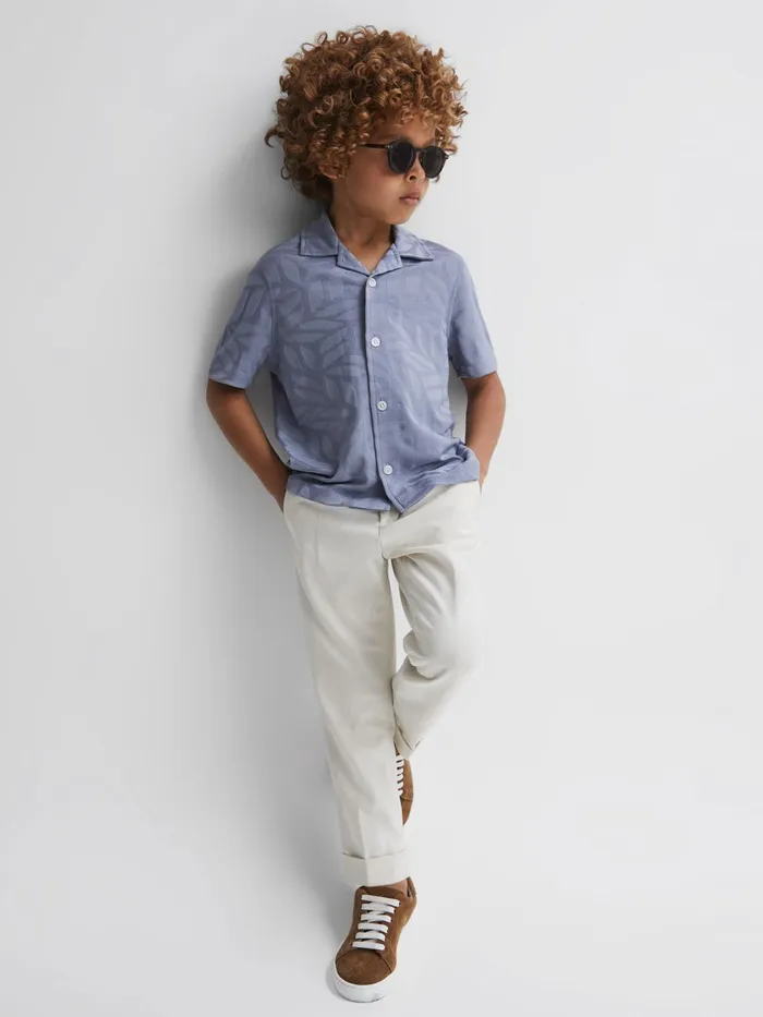 Reiss Shirts Basswood Printed Cuban Collar Button Through TShirt Blue 8211 Children Reiss Shirts Basswood Printed Cuban Collar Button Through TShirt Blue 8211 Children