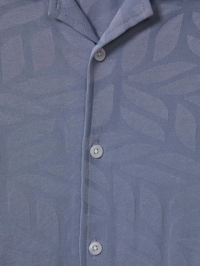 Reiss Shirts Basswood Printed Cuban Collar Button Through TShirt Blue 8211 Children