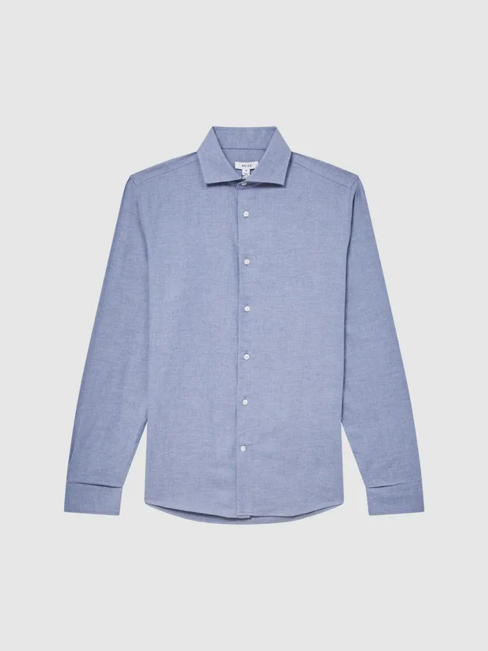 Reiss Shirts Belief Slim Fit Flannel Shirt Soft Blue 8211 Men