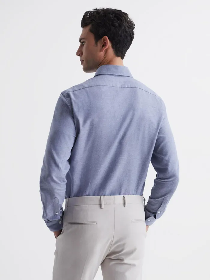 Reiss Shirts Belief Slim Fit Flannel Shirt Soft Blue 8211 Men