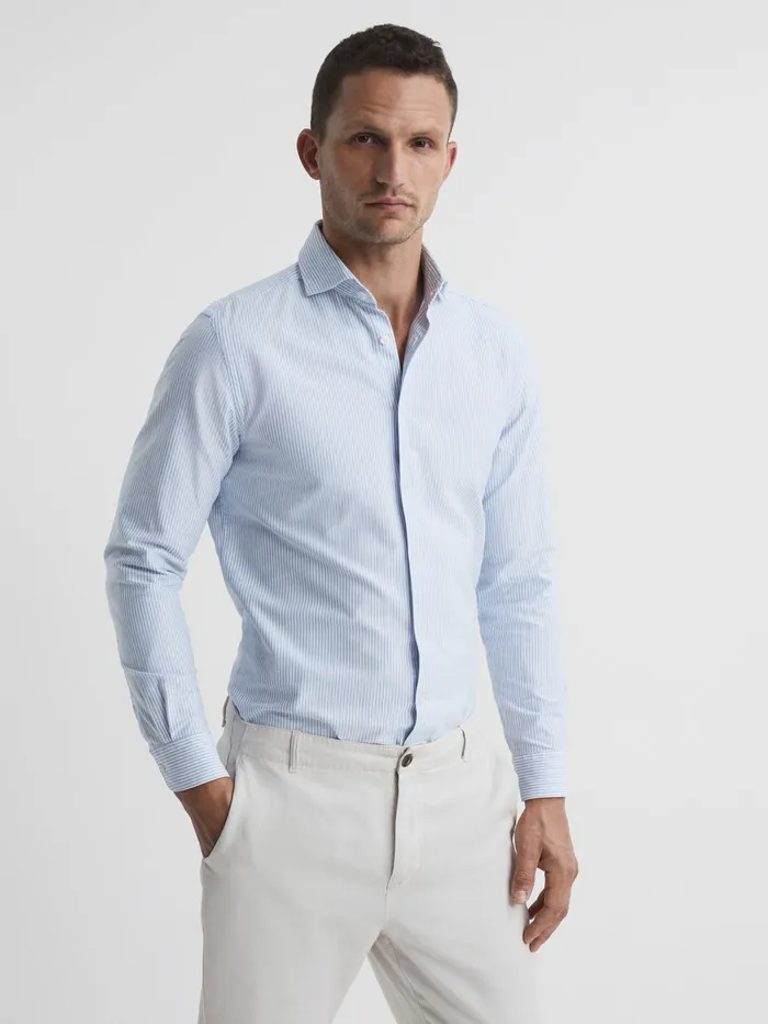 Reiss Shirts Blackheath Striped Oxford Shirt Whiteblue 8211 Men