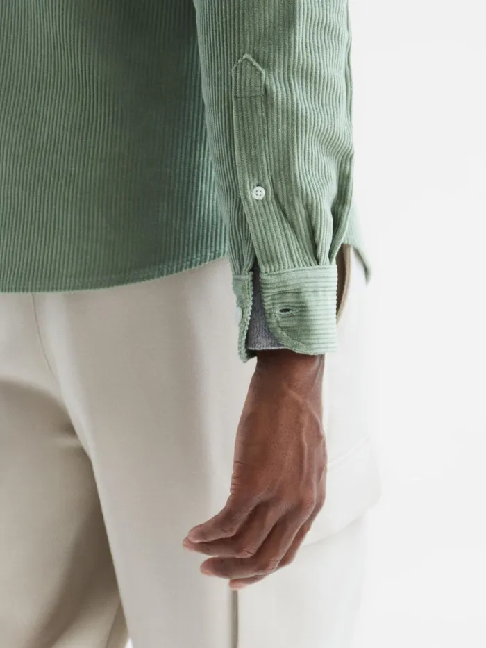 Reiss Shirts Bonucci Corduroy Twin Pocket Overshirt Sage 8211 Men