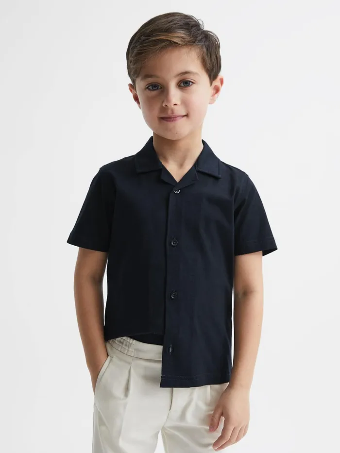 Reiss Shirts Caspa Cotton Jersey Buttoned Shirt Navy 8211 Children