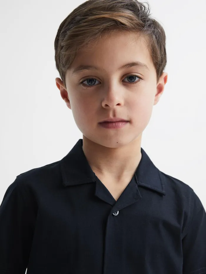 Reiss Shirts Caspa Cotton Jersey Buttoned Shirt Navy 8211 Children