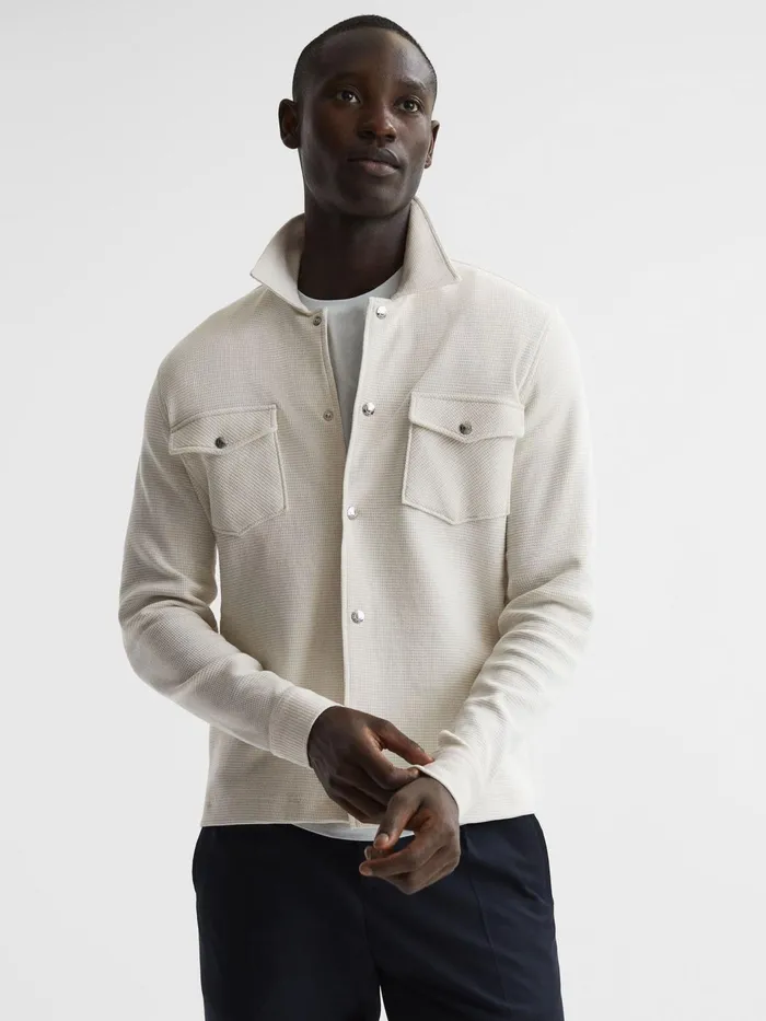 Reiss Shirts Cofax Cotton Twin Pocket Overshirt Ivory 8211 Men
