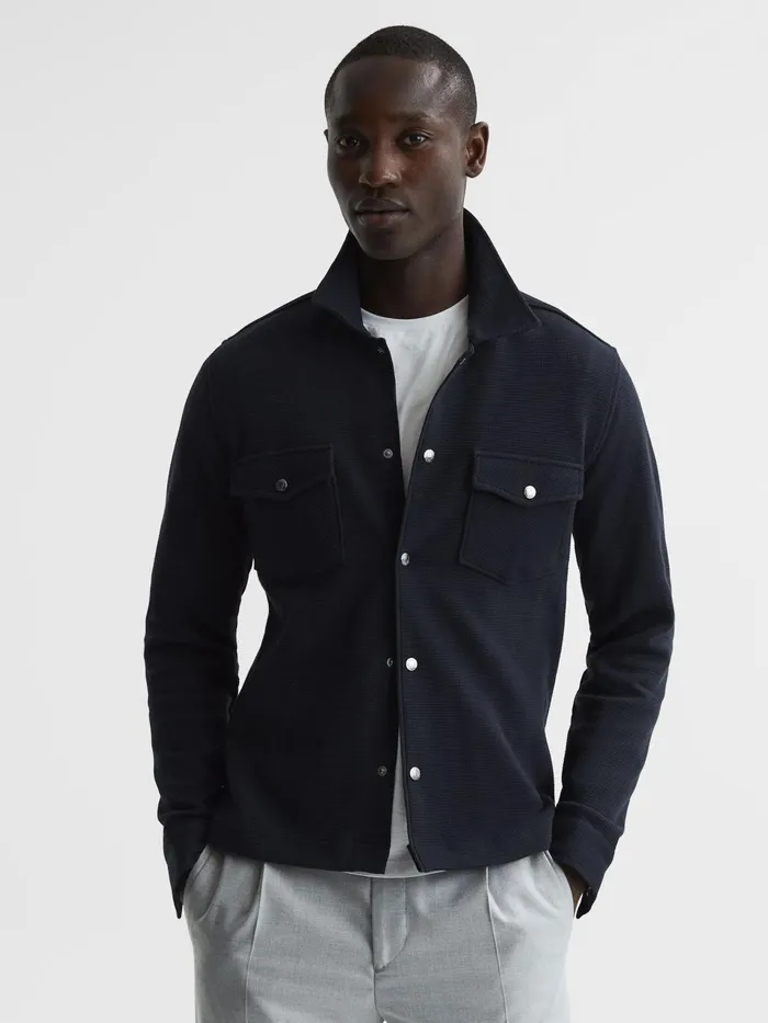 Reiss Shirts Cofax Cotton Twin Pocket Overshirt Navy 8211 Men