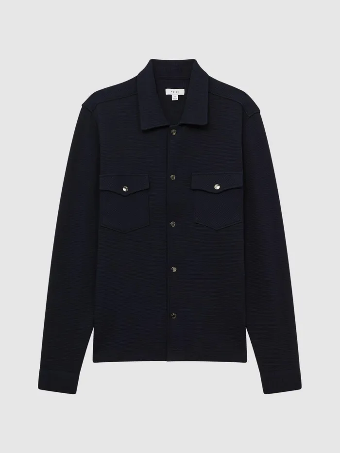 Reiss Shirts Cofax Cotton Twin Pocket Overshirt Navy 8211 Men