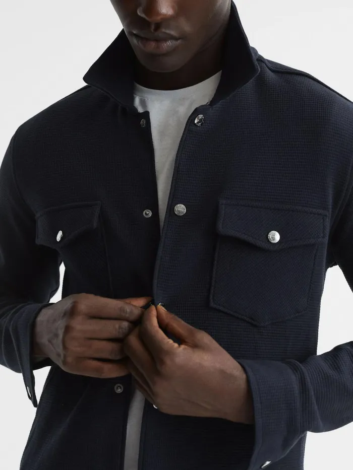 Reiss Shirts Cofax Cotton Twin Pocket Overshirt Navy 8211 Men