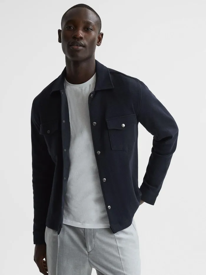 Reiss Shirts Cofax Cotton Twin Pocket Overshirt Navy 8211 Men