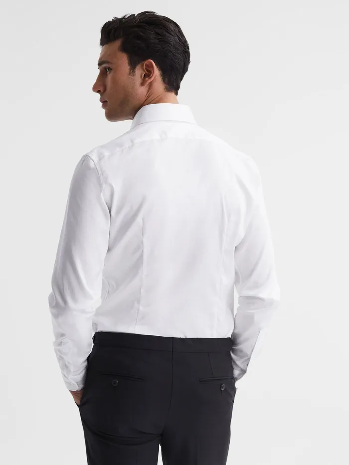 Reiss Shirts Frontier Cotton Satin Stretch Slim Fit Shirt White 8211 Men